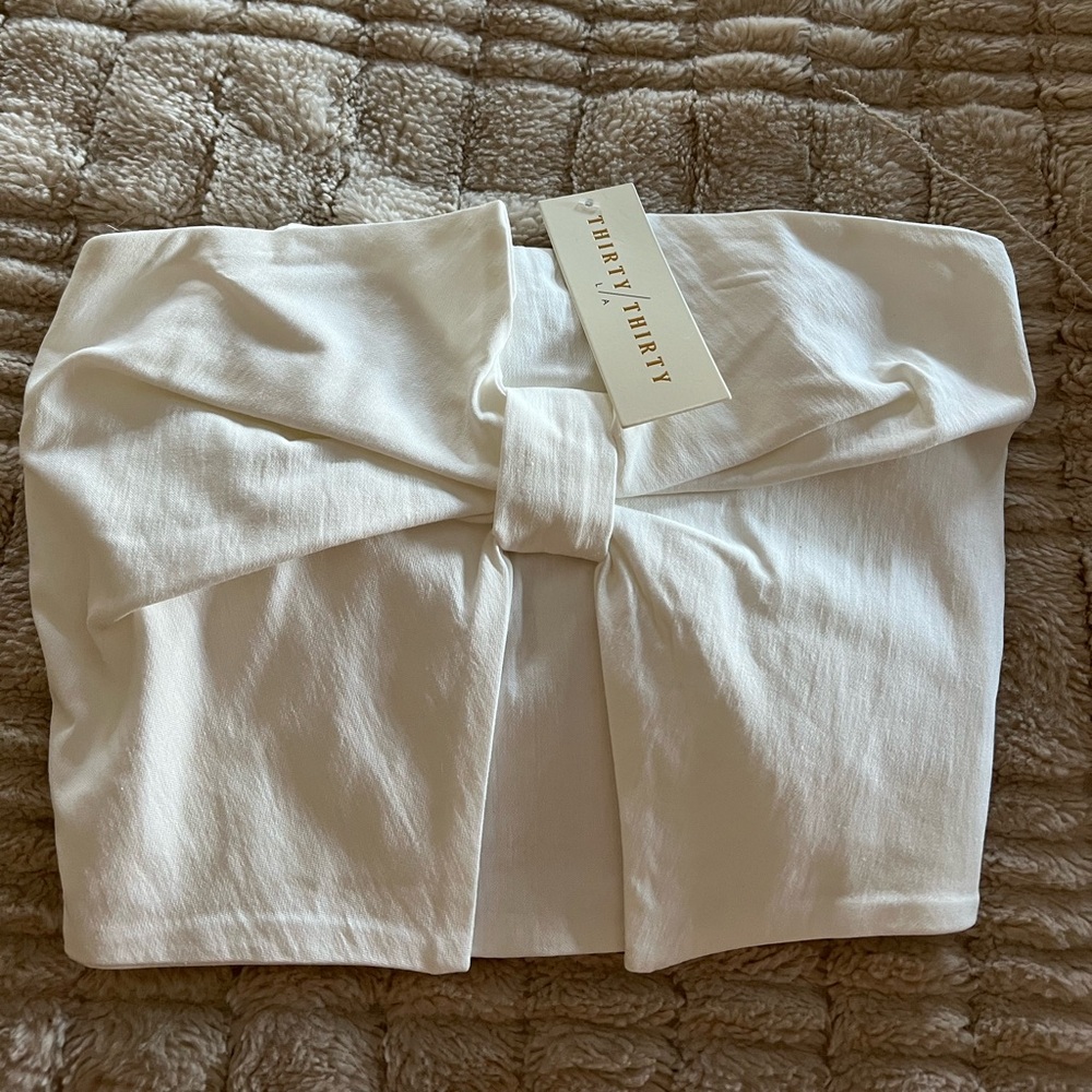 White Bow Detail Top